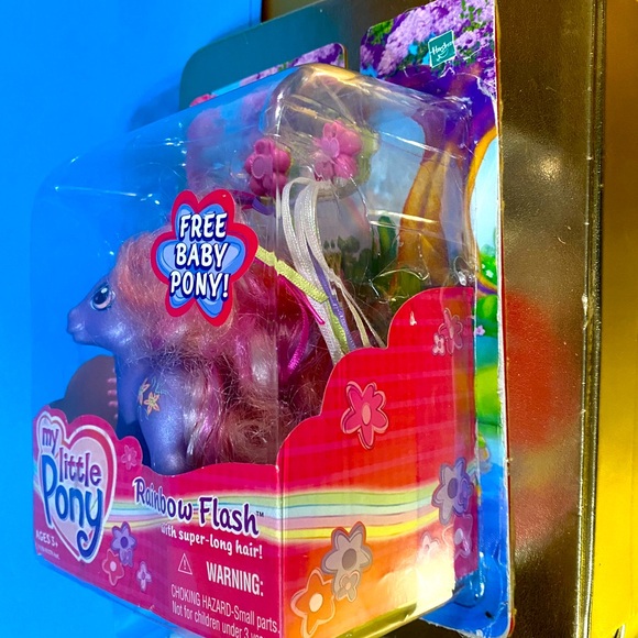 MY LITTLE PONY G3 VTG 2003 RAINBOW FLASH & BABY ROMPERONI SUPER-LONG HAIR PONIES - Picture 8 of 12
